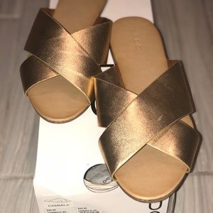 ALDO Cammila gold slip on sandals (box included)